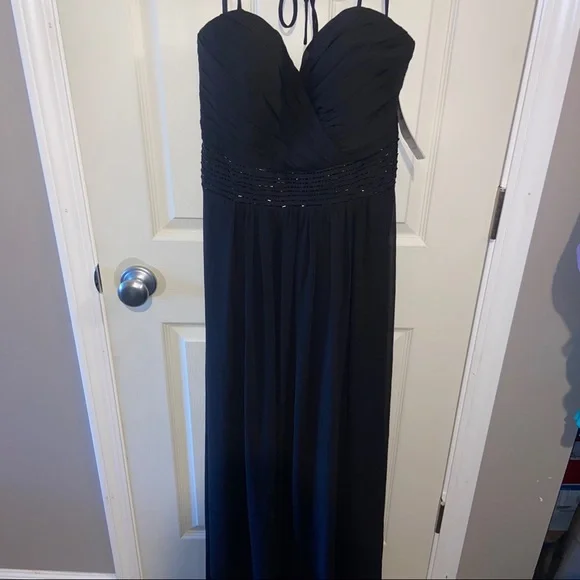d'zage bridesmaid dresses A-line V-neck Charcoal Grey Sequin Long Bridesmaid Dress  DressCulture